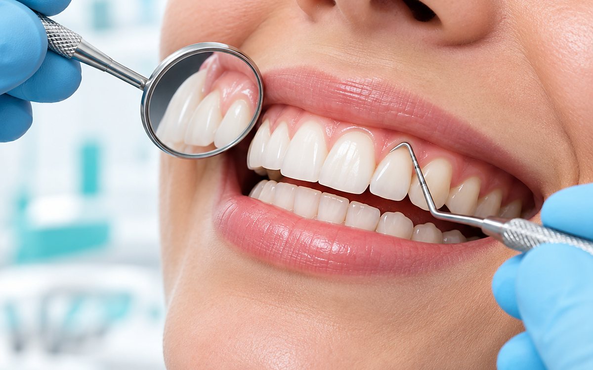 Revision de las encias con espejo y sonda periodontal en Las Palmas de Gran Canaria